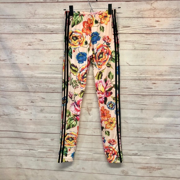 adidas Colorful Floral Leggings with Stripes - Picture 1 of 9